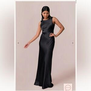 Revelry Serena Black Satin Maxi Dress